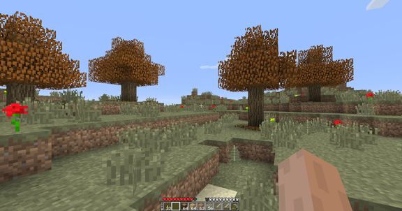 minecraft bta trees during autumn. they have dark orange leaves